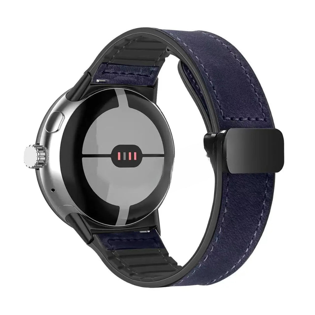 Vaihtoranneke Google Pixel Watch -kellolle sinisestä nahasta