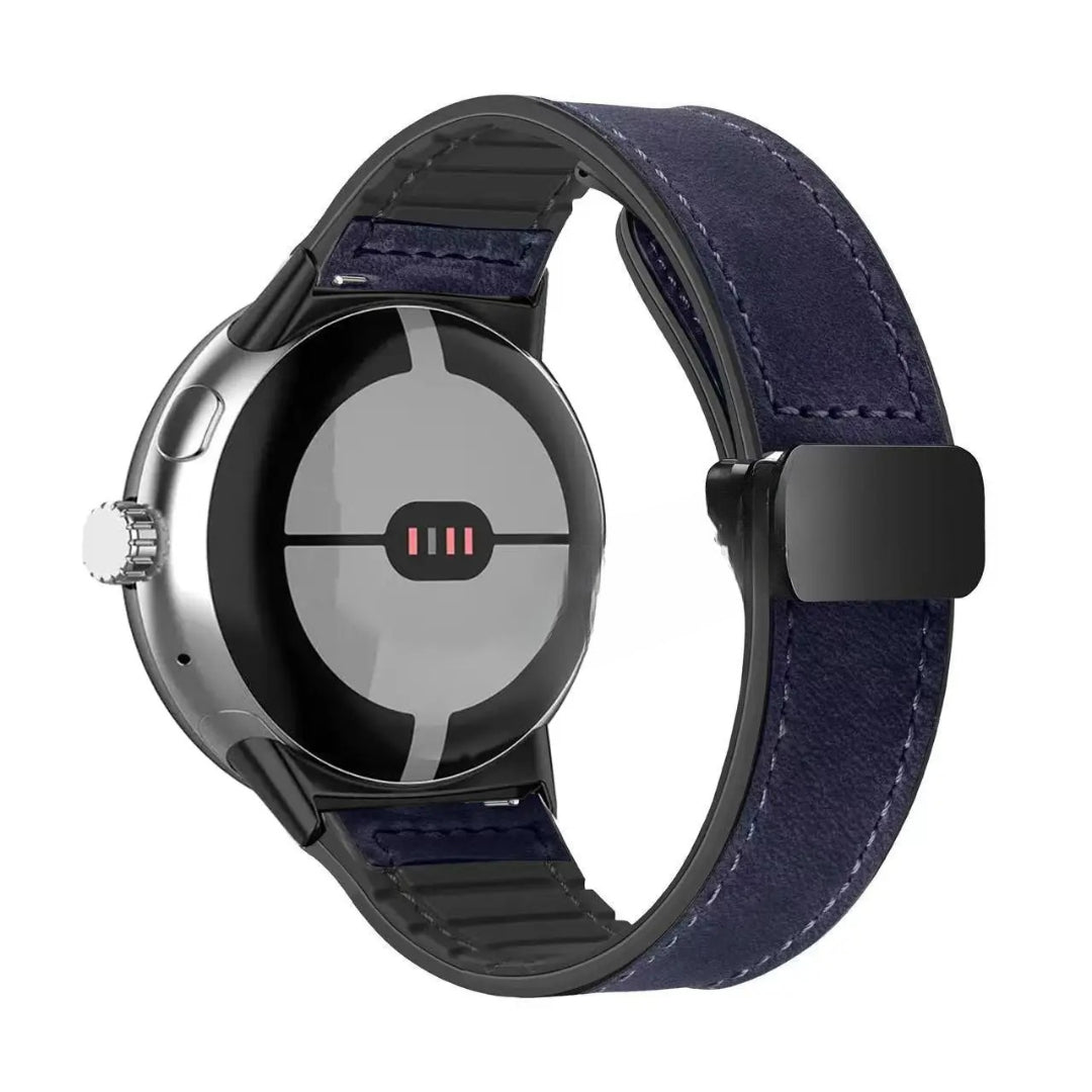 Vaihtoranneke Google Pixel Watch -kellolle sinisestä nahasta