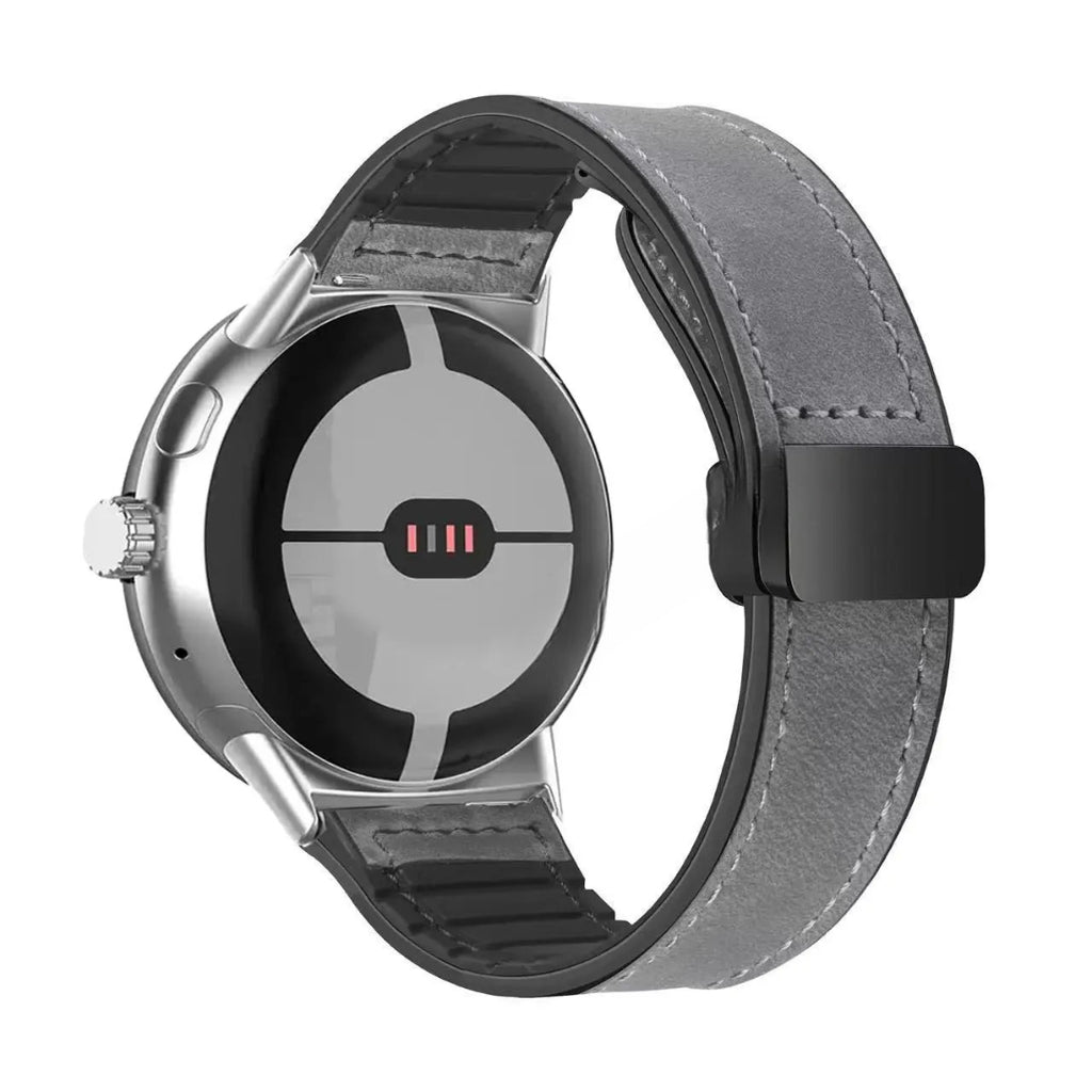 Vaihtoranneke Google Pixel Watch -kellolle harmaasta nahasta