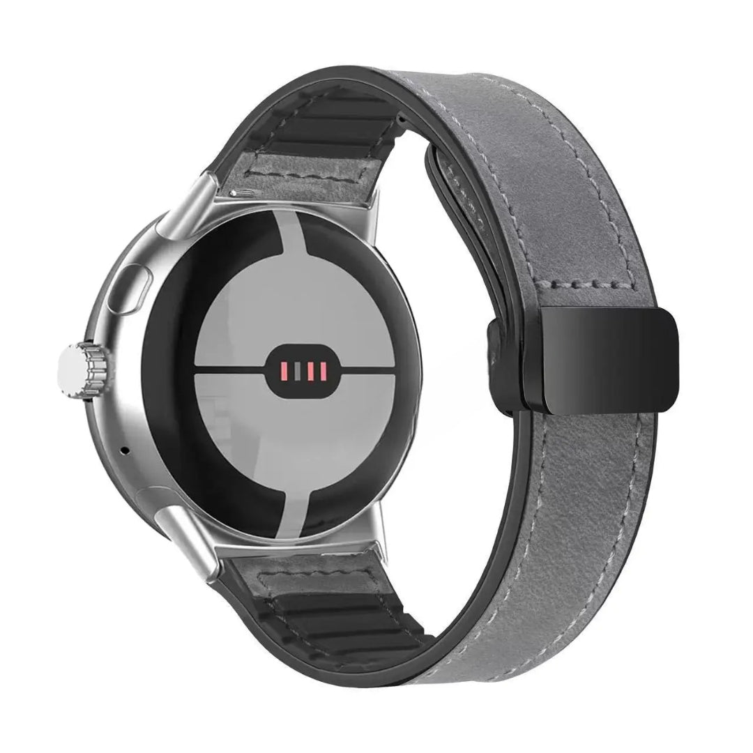 Vaihtoranneke Google Pixel Watch -kellolle harmaasta nahasta