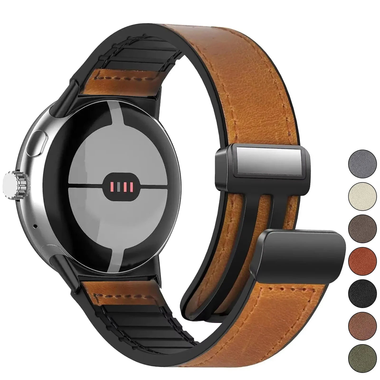Vaihtoranneke Google Pixel Watch 1, 2, 3, 4, 41 mm, 45 mm, ruskeasta nahasta 