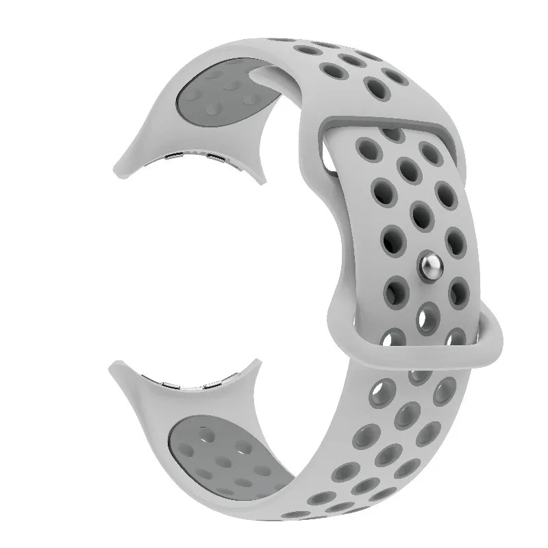 Vaihderanneke Google Pixel Watch 1, 2, 3, 4 41mm 45mm -kelloihin valkoinen ja harmaa