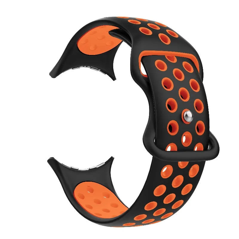 Vaihderanneke Google Pixel Watch 1, 2, 3, 4 41mm 45mm -kelloihin musta ja oranssi