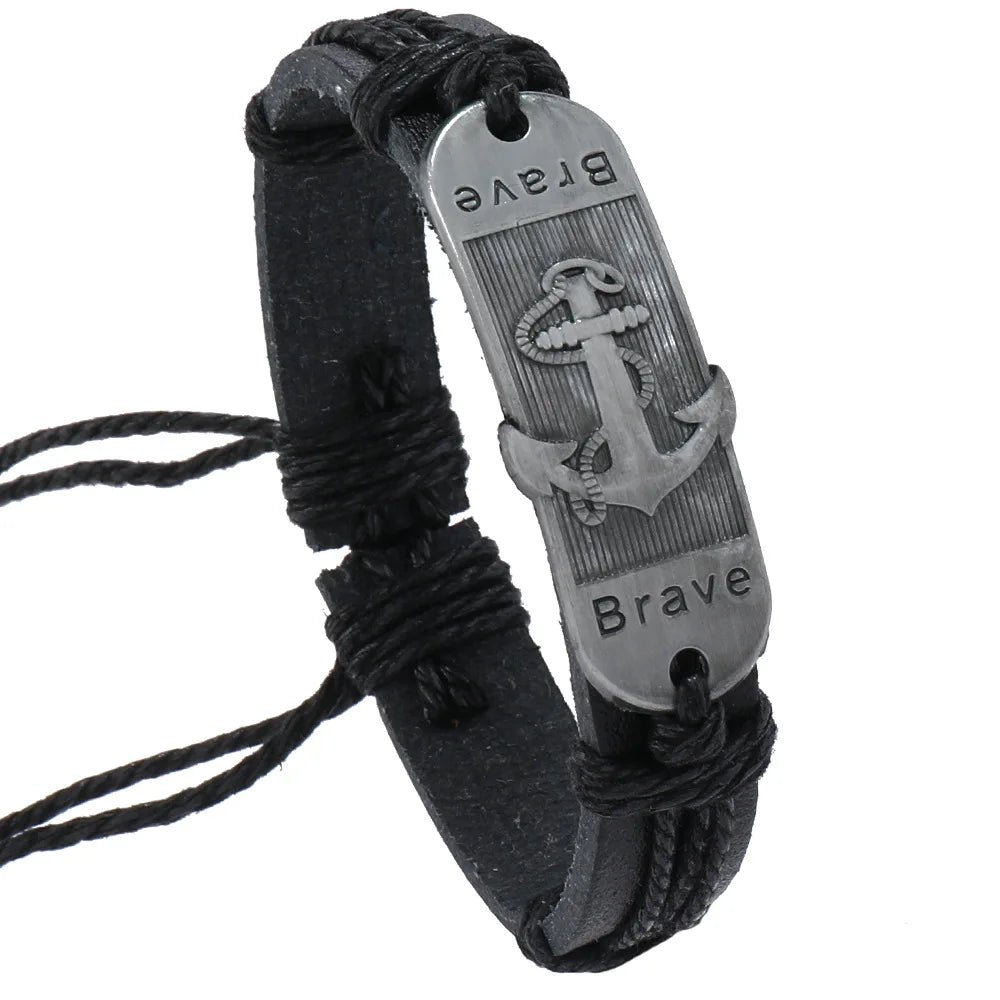 Nahkainen ankkurirannekoru Aalloille 