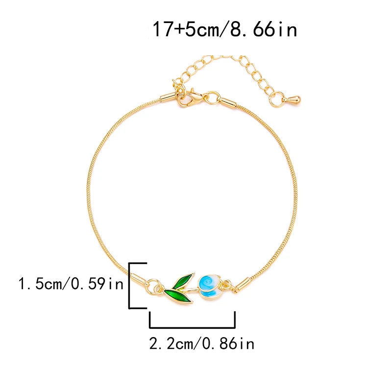 Elegantti tulppaanikukkainen rannekoru