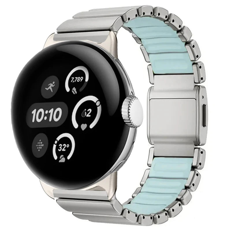 Ruostumattomasta teräksestä valmistettu ranneke Google Pixel Watch 3, 4, 45mm:lle 