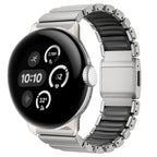 Ruostumattomasta teräksestä valmistettu hopean- ja mustanvärinen ranneke Google Pixel Watch 3, 4, 45mm:lle