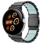 Ruostumattomasta teräksestä valmistettu musta-sininen ranneke Google Pixel Watch 3, 4, 45mm:lle