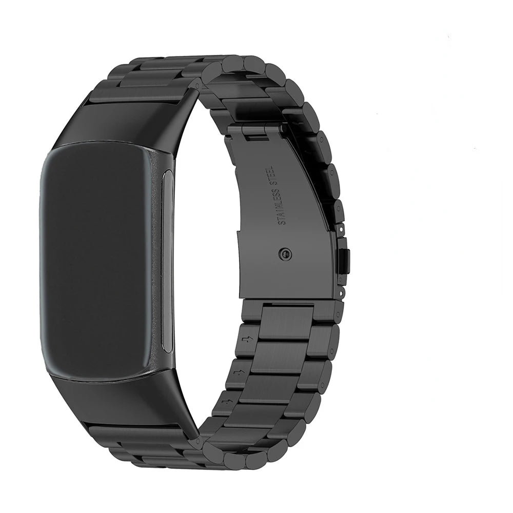 Ruostumattomasta teräksestä valmistettu ranneke Fitbit Charge 5, Charge 6 -kellolle musta