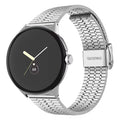 Rannekoru karkaistua terästä, ketjusilmukka, Google Pixel Watch 1 & 2 -älykello, hopea