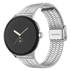 Rannekoru karkaistua terästä, ketjusilmukka, Google Pixel Watch 1 & 2 -älykello, hopea