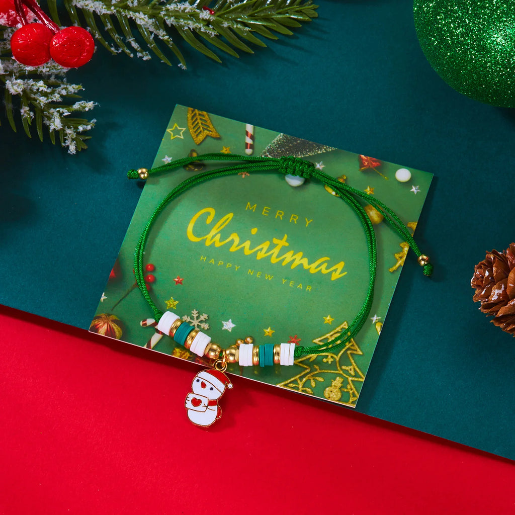 Narurannekoru vihreällä joulupukki lumiukko riipuksella