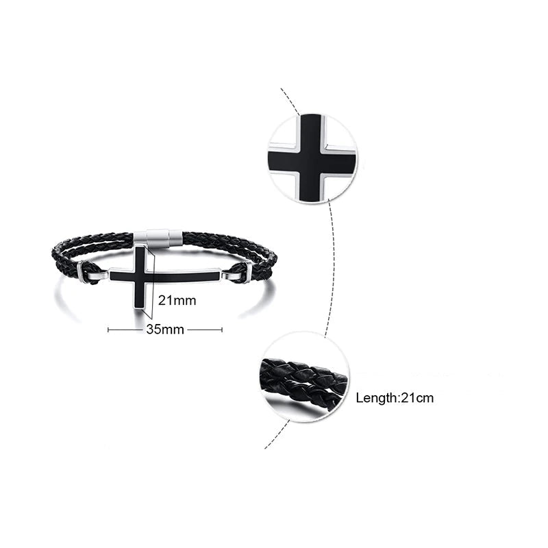 Nahkaranneke, jossa kristillinen risti