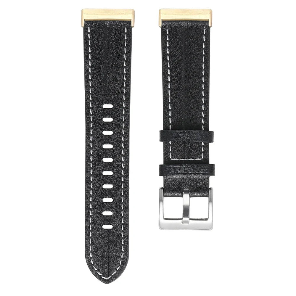 Nahkaranneke Fitbit Versa 3, Versa 4, Sense 1 ja Sense 2 -kelloon musta