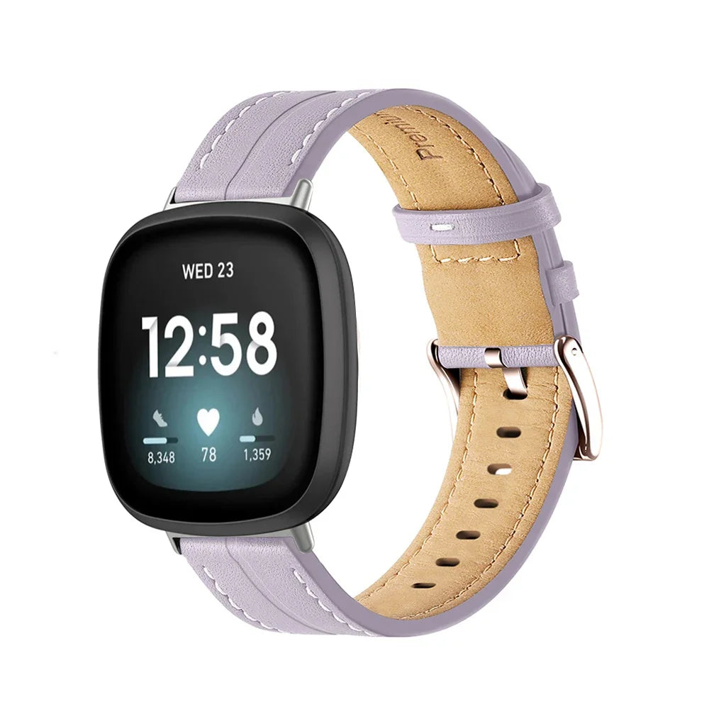 Nahkaranneke Fitbit Versa 3, Versa 4, Sense 1 ja Sense 2 -kelloon violetti