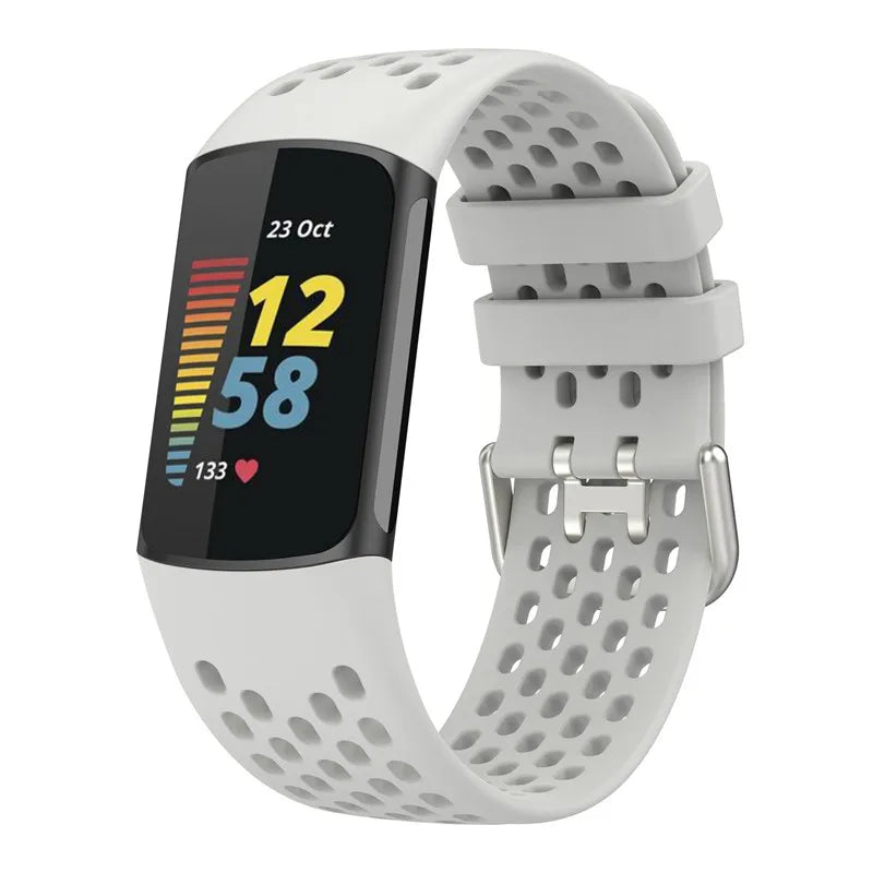 Silikoniranneke Fitbit Charge 5, Charge 6 -kelloon valkoinen