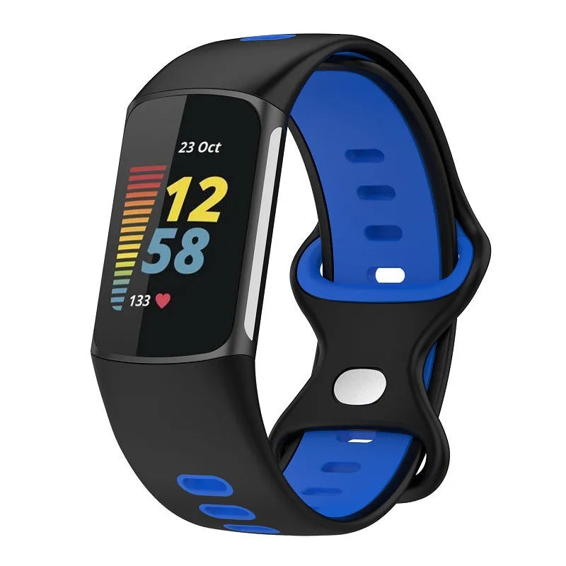 Silikoniranneke Fitbit Charge 5, Charge 6 -kelloon mustansininen