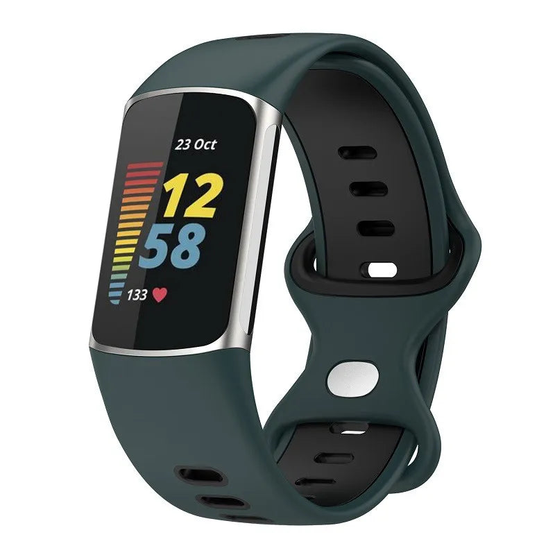 Silikoniranneke Fitbit Charge 5, Charge 6 -kelloon vihreä