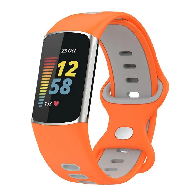 Silikoniranneke Fitbit Charge 5, Charge 6 -kelloon oranssi