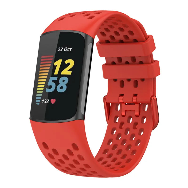 Silikoniranneke Fitbit Charge 5, Charge 6 -kelloon punainen