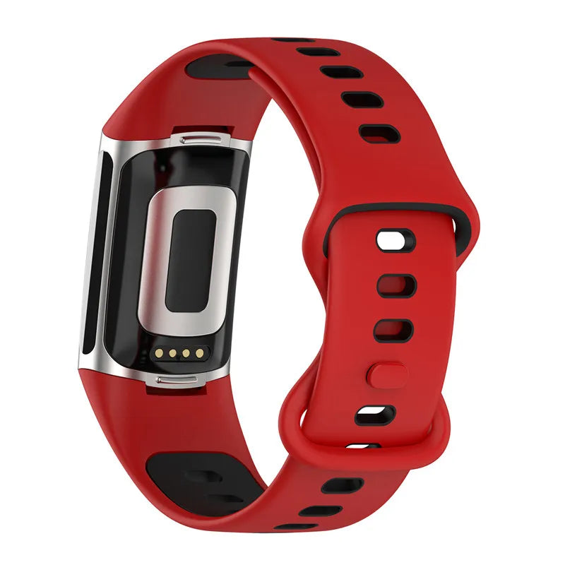 Silikoniranneke Fitbit Charge 5, Charge 6 -kelloon punamusta