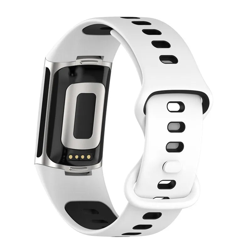 Silikoniranneke Fitbit Charge 5, Charge 6 -kelloon valkomusta