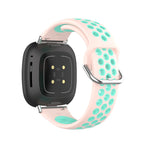Fitbit Versa 3, Versa 4, Sense 1 ja Sense 2 -kellojen silikoniranneke vaaleanpunainen ja syaani