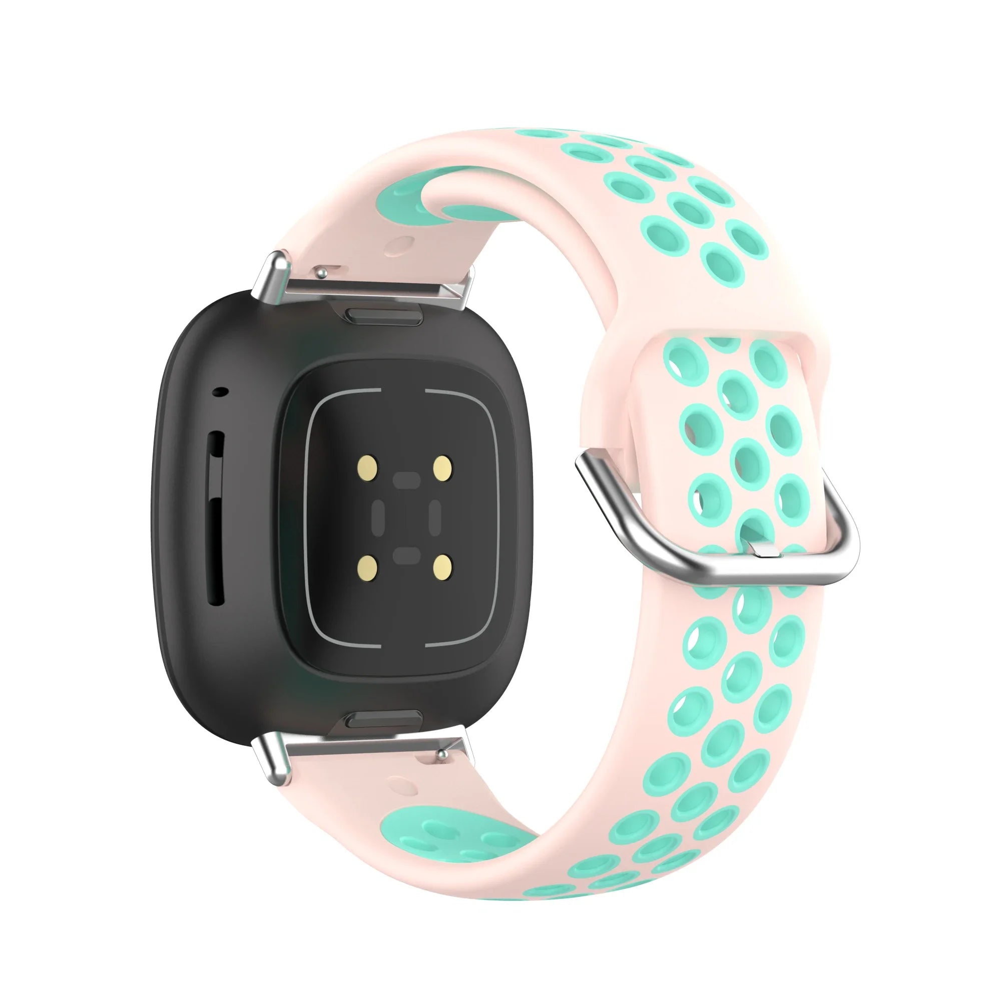 Fitbit Versa 3, Versa 4, Sense 1 ja Sense 2 -kellojen silikoniranneke vaaleanpunainen ja syaani