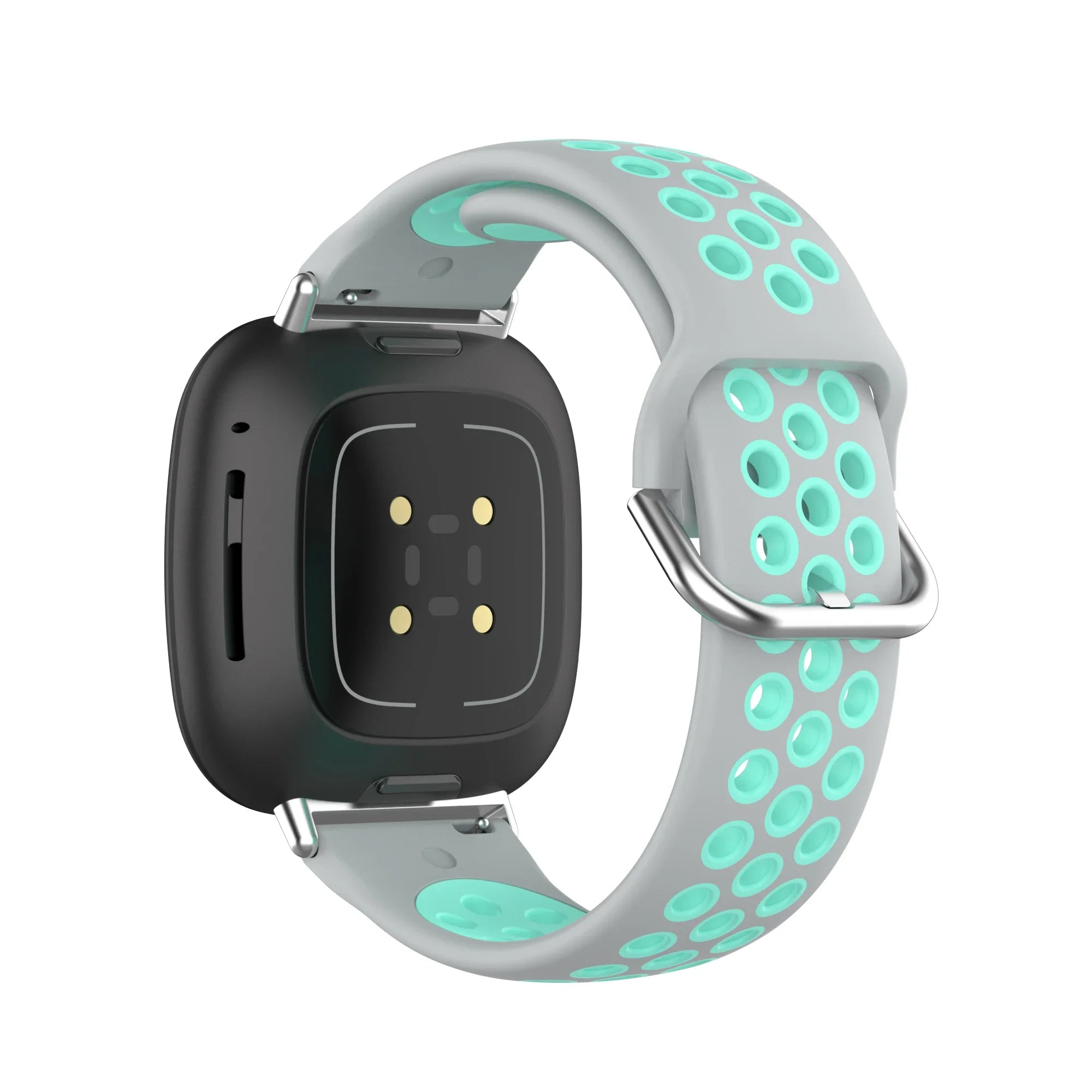 Fitbit Versa 3, Versa 4, Sense 1 ja Sense 2 -kellojen silikoniranneke harmaa ja syaani