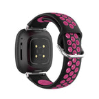 Fitbit Versa 3, Versa 4, Sense 1 ja Sense 2 -kellojen silikoniranneke musta ja vaaleanpunainen