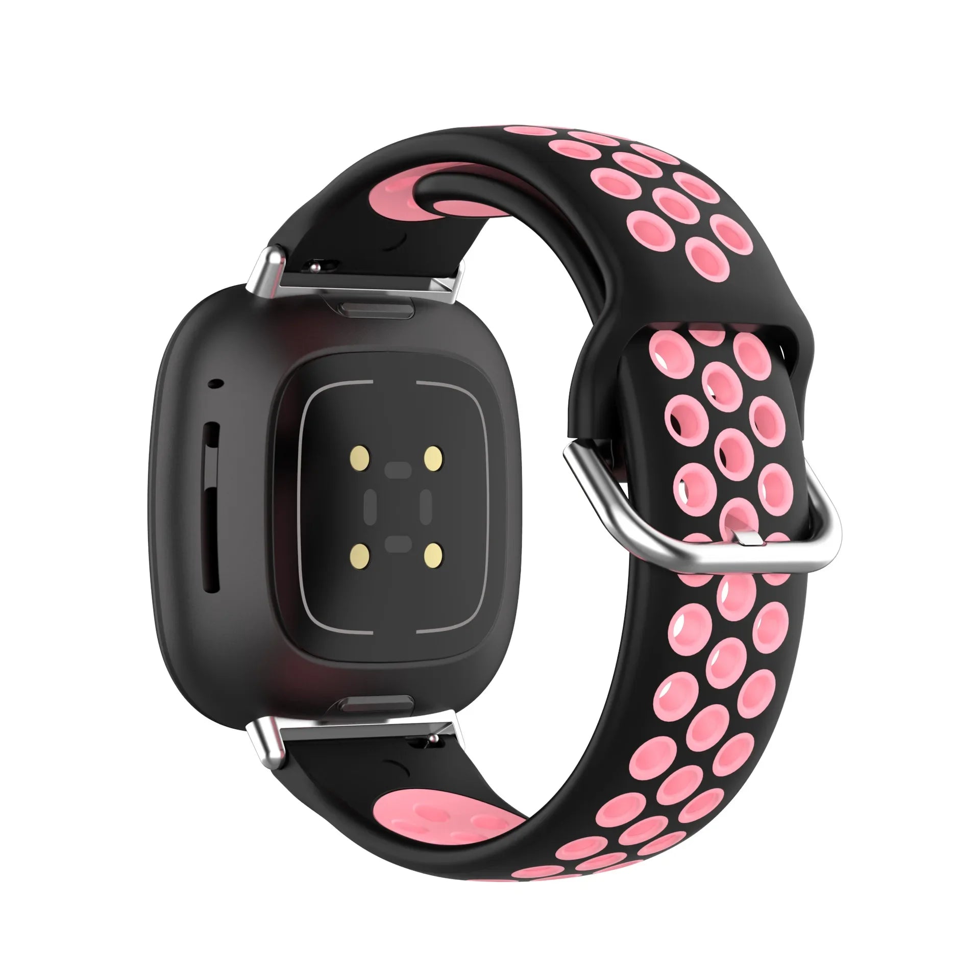 Fitbit Versa 3, Versa 4, Sense 1 ja Sense 2 -kellojen silikoniranneke musta ja vaaleanpunainen