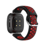 Fitbit Versa 3, Versa 4, Sense 1 ja Sense 2 -kellojen silikoniranneke musta ja punainen