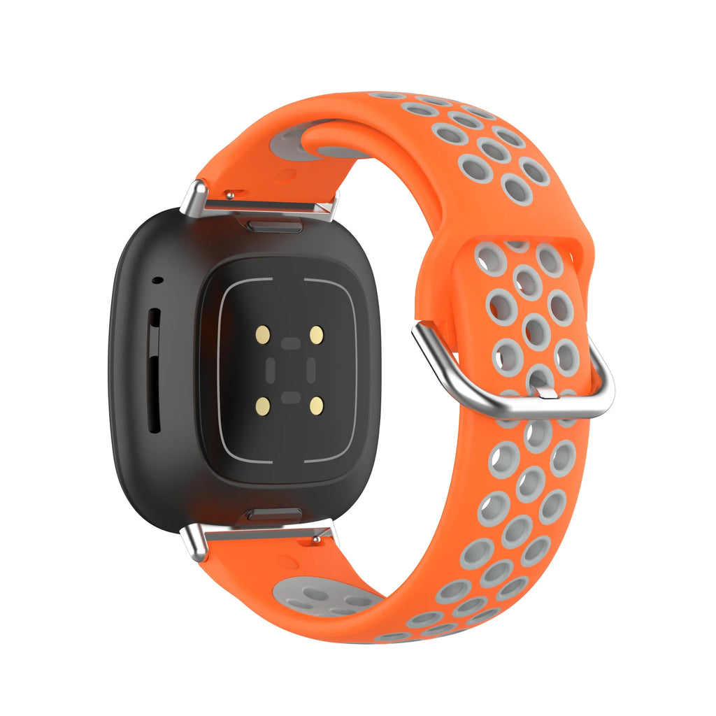 Fitbit Versa 3, Versa 4, Sense 1 ja Sense 2 -kellojen silikoniranneke oranssi ja harmaa