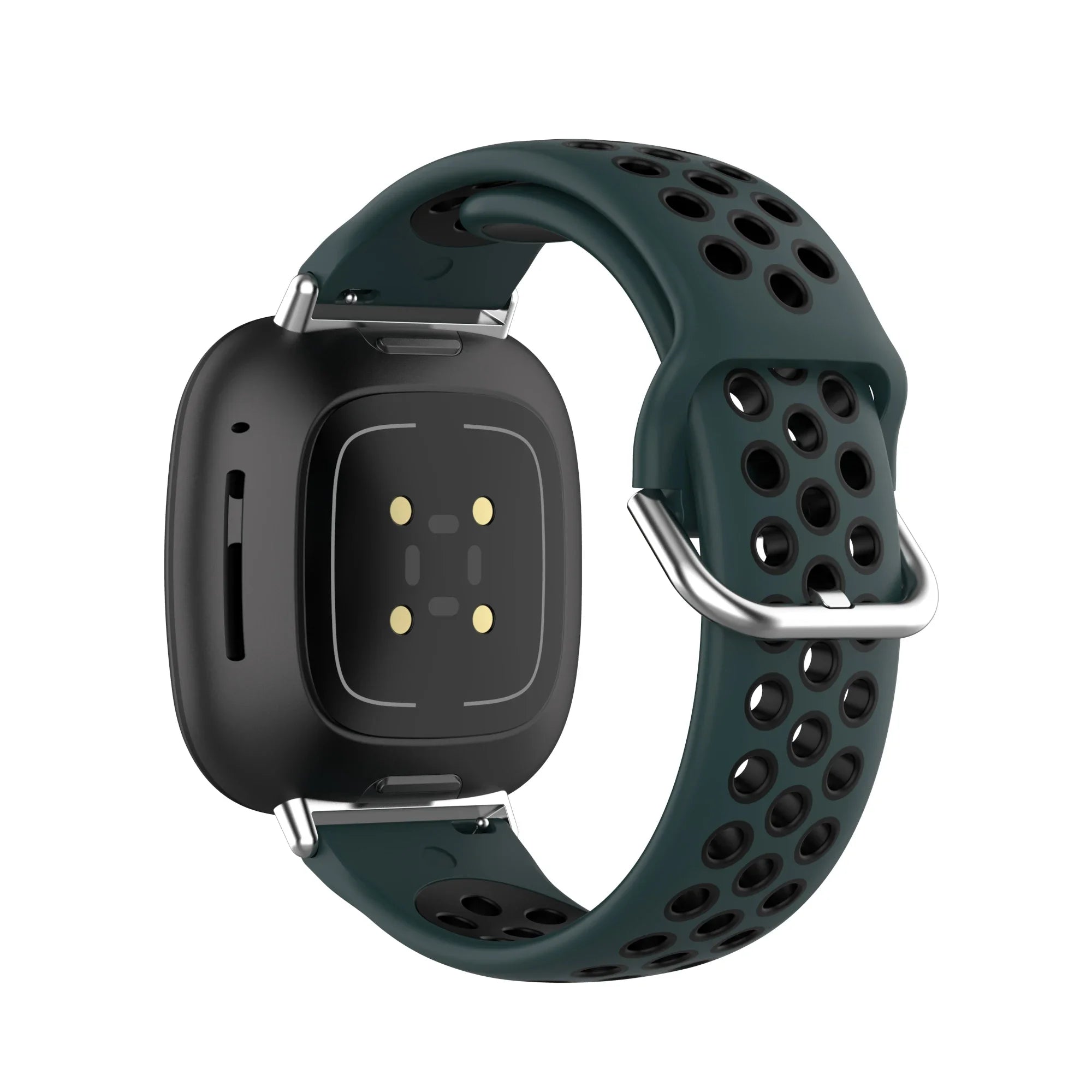 Fitbit Versa 3, Versa 4, Sense 1 ja Sense 2 -kellojen silikoniranneke vihreä ja musta