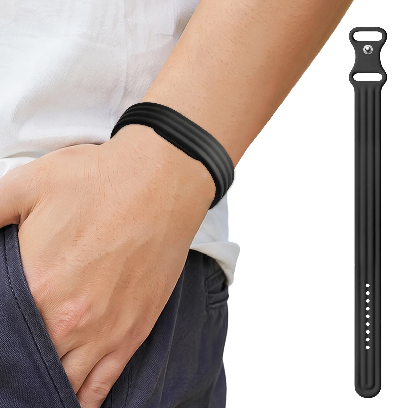 Silikoniranneke Google Fitbit Air -kellolle, musta