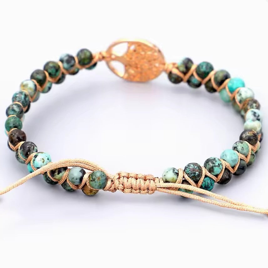 Naisten rannekoru luonnonkivi Purppura elämänpuu