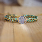 Naisten rannekoru luonnonkivi Purppura elämänpuu