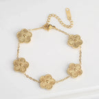 Rannekoru Gourmette 5 terälehtisillä kukilla kulta