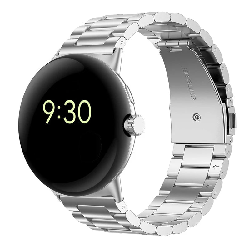 Rannekoru karkaistusta teräksestä älykelloon Google Pixel Watch 1 & 2 hopea