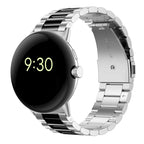 Rannekoru karkaistusta teräksestä älykelloon Google Pixel Watch 1 & 2 hopea musta