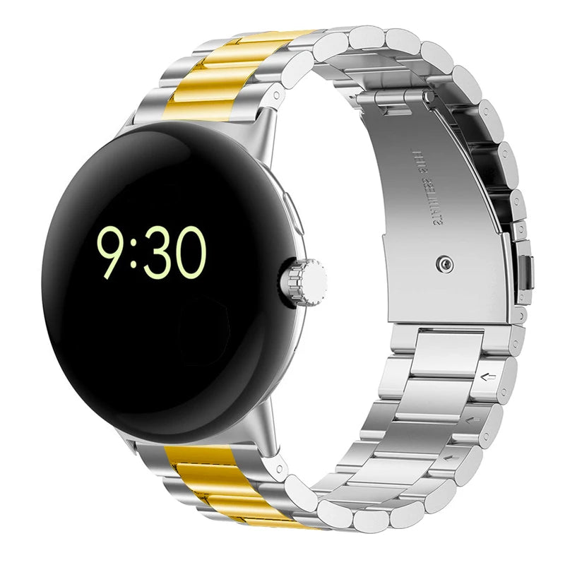 Rannekoru karkaistusta teräksestä älykelloon Google Pixel Watch 1 & 2 hopea kulta