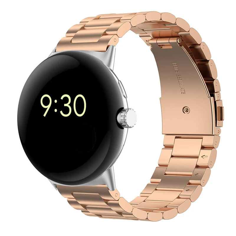 Rannekoru karkaistusta teräksestä älykelloon Google Pixel Watch 1 & 2 ruusukulta