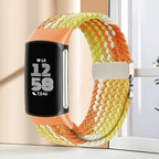 Punottu ranneke Fitbit Charge 5, Charge 6 -kelloon oranssi keltainen