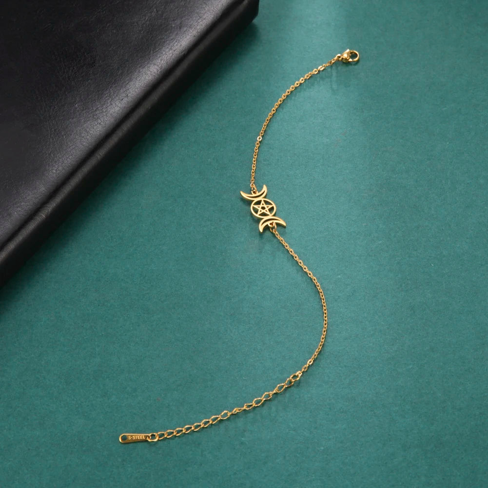 Kolmoiskuukausi noituus Wiccan rannekoru kulta