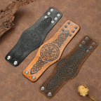 Viikinkirannekoru Vegvisir mustasta nahasta