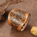 Viikinkirannekoru Vegvisir ruskeasta nahasta