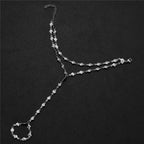 Sydänkäsi- ja sormiketju - naisten hopeinen käsirannekoru