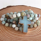 Ruusuhelminauha Risti Kaulakoru Riipus luonnonkivistä vihreä