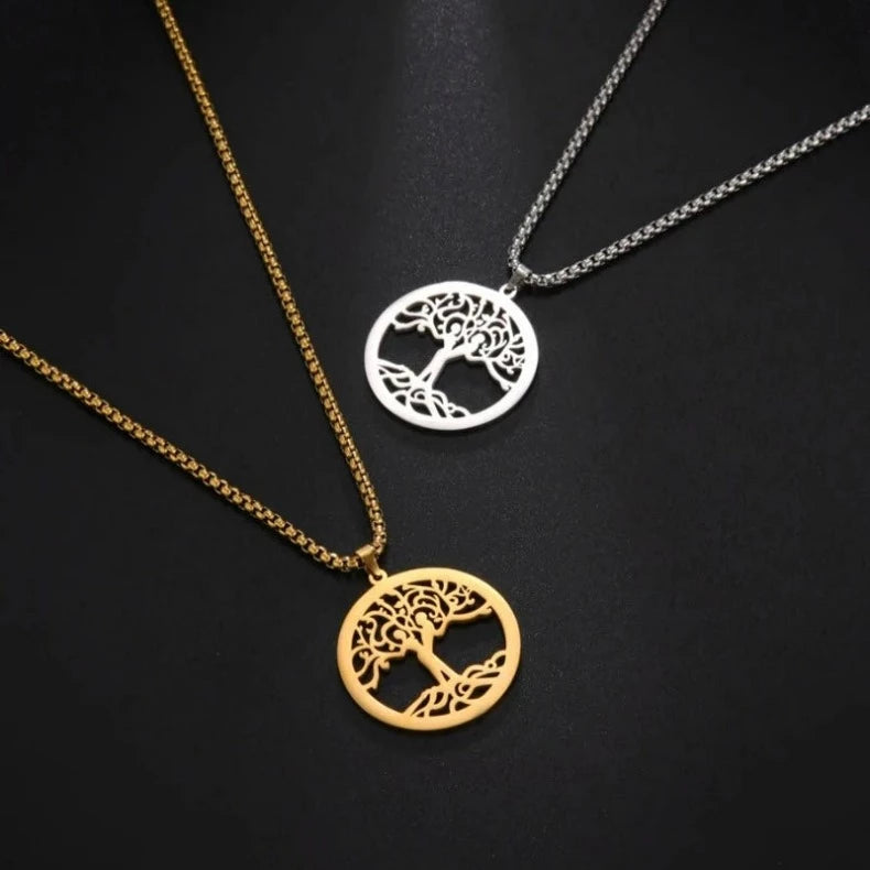 Elämänpuu-rannekoru, hopean tai kullan värinen ketju