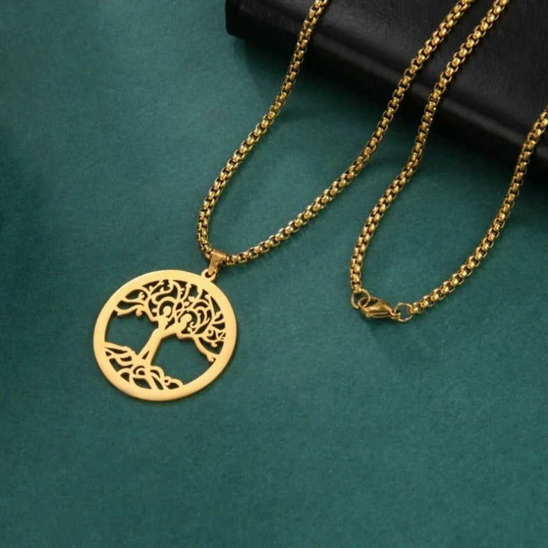 Elämänpuu-rannekoru, kullanvärinen ketju